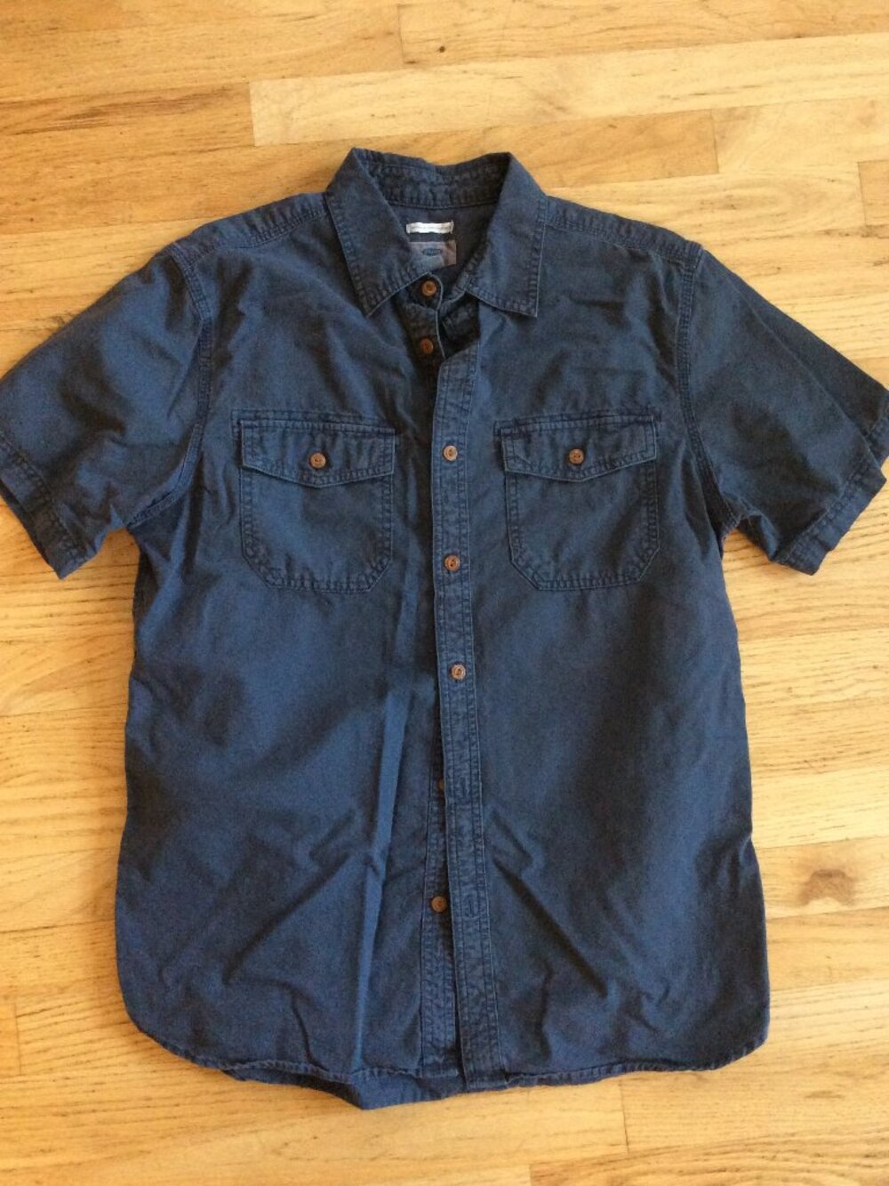 Old Navy Short Sleeve Collared Shirt, Navy, Reg Fit, Size M
